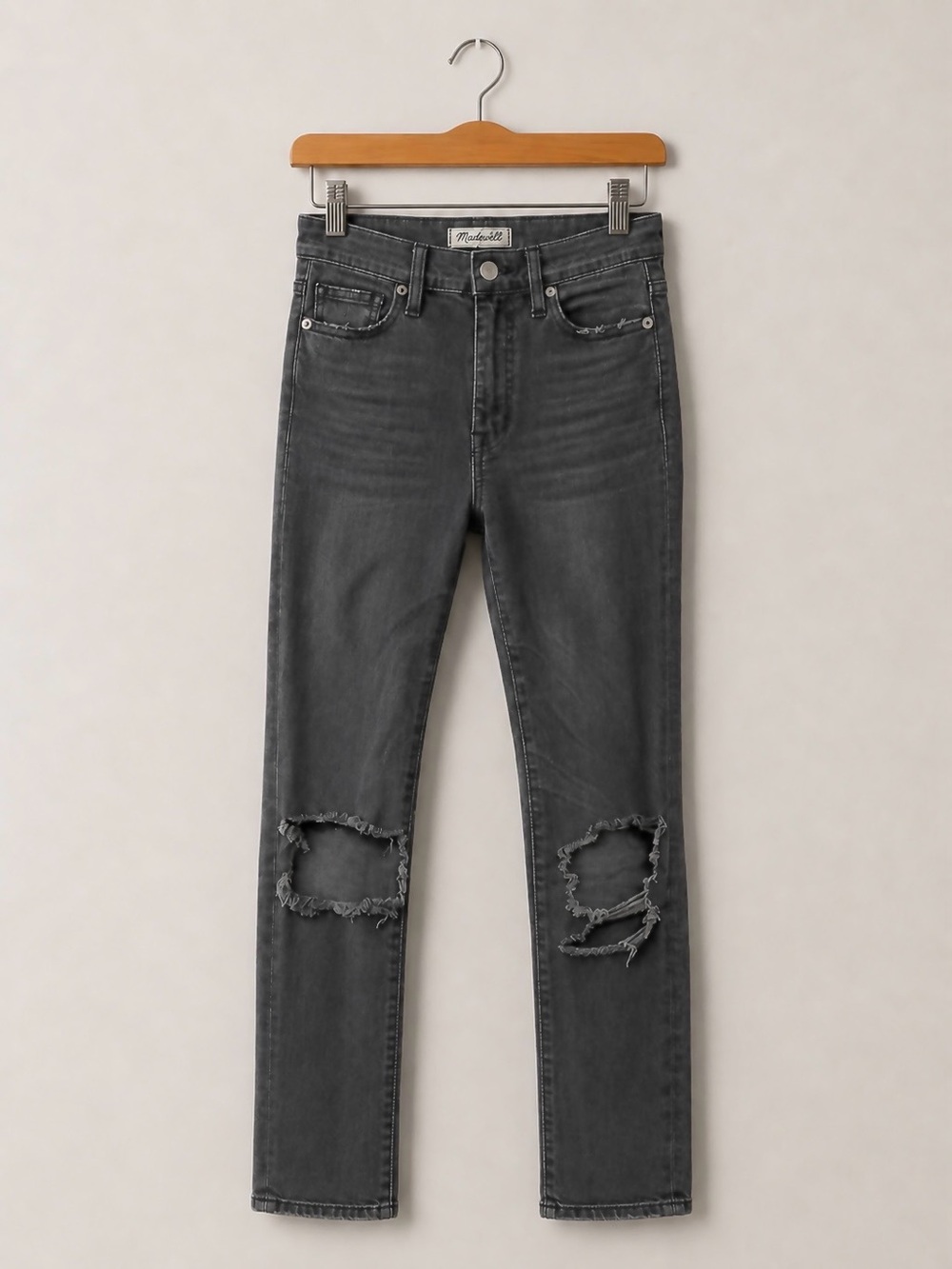 Madewell High Riser Skinny Jeans Distressed Gray Denim Size 24